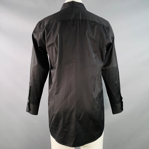 ETON Size M Black Cotton Curved Cutaway Long Sleeve Shirt