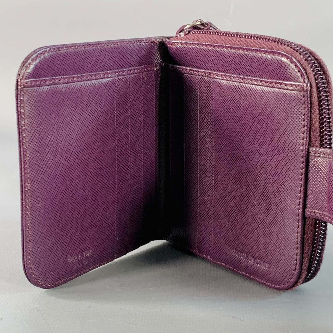 PRADA Purple Saffiano Leather Zip Wallet