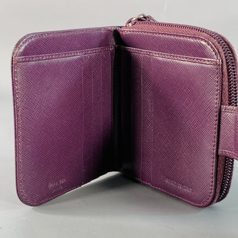 PRADA Purple Saffiano Leather Zip Wallet