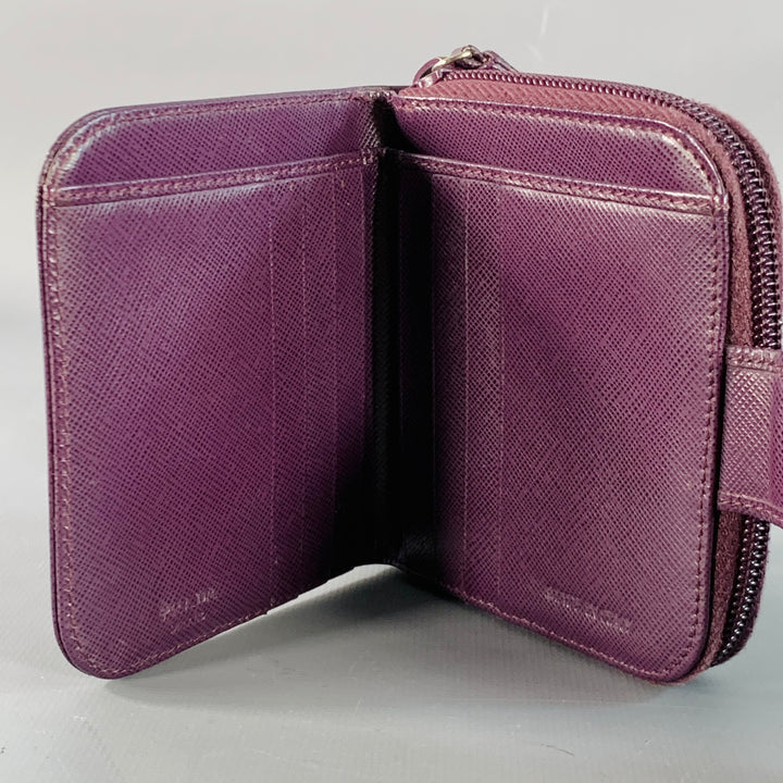PRADA Purple Saffiano Leather Zip Wallet