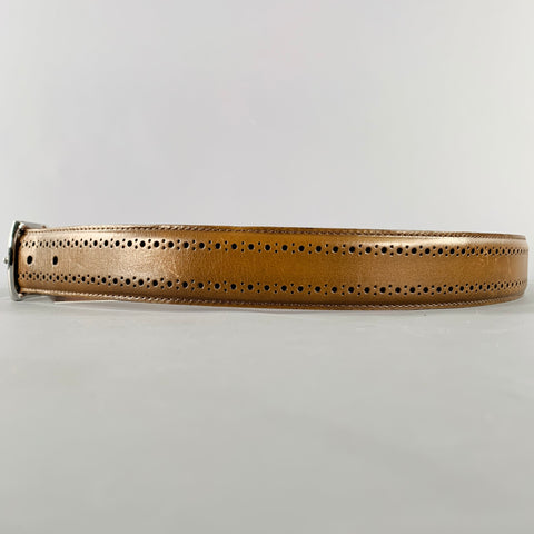 ALLEN EDMONDS Size 36 Taupe Perforated Leather Belt