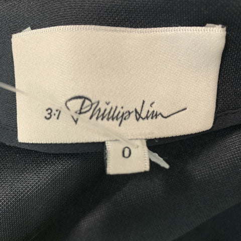 3.1 PHILLIP LIM Size 0 Black Polyester Rhinestones Short Sleeve Dress Top