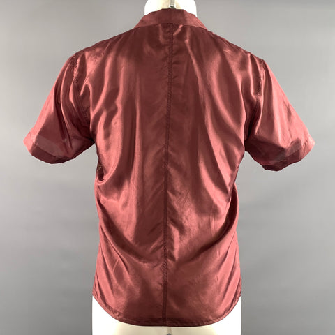 DRIES VAN NOTEN Size S Burgundy Tan Figures Short Sleeve Shirt