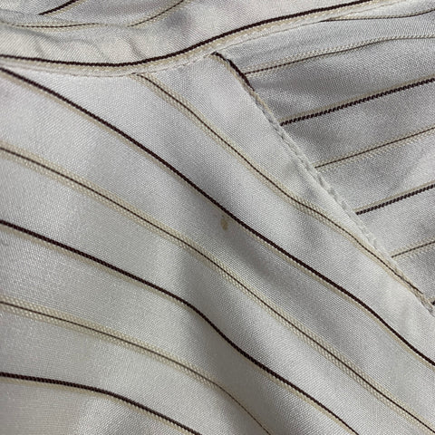 DRIES VAN NOTEN Size 42 Cream Brown Stripe Silk Cotton Long Sleeve Shirt