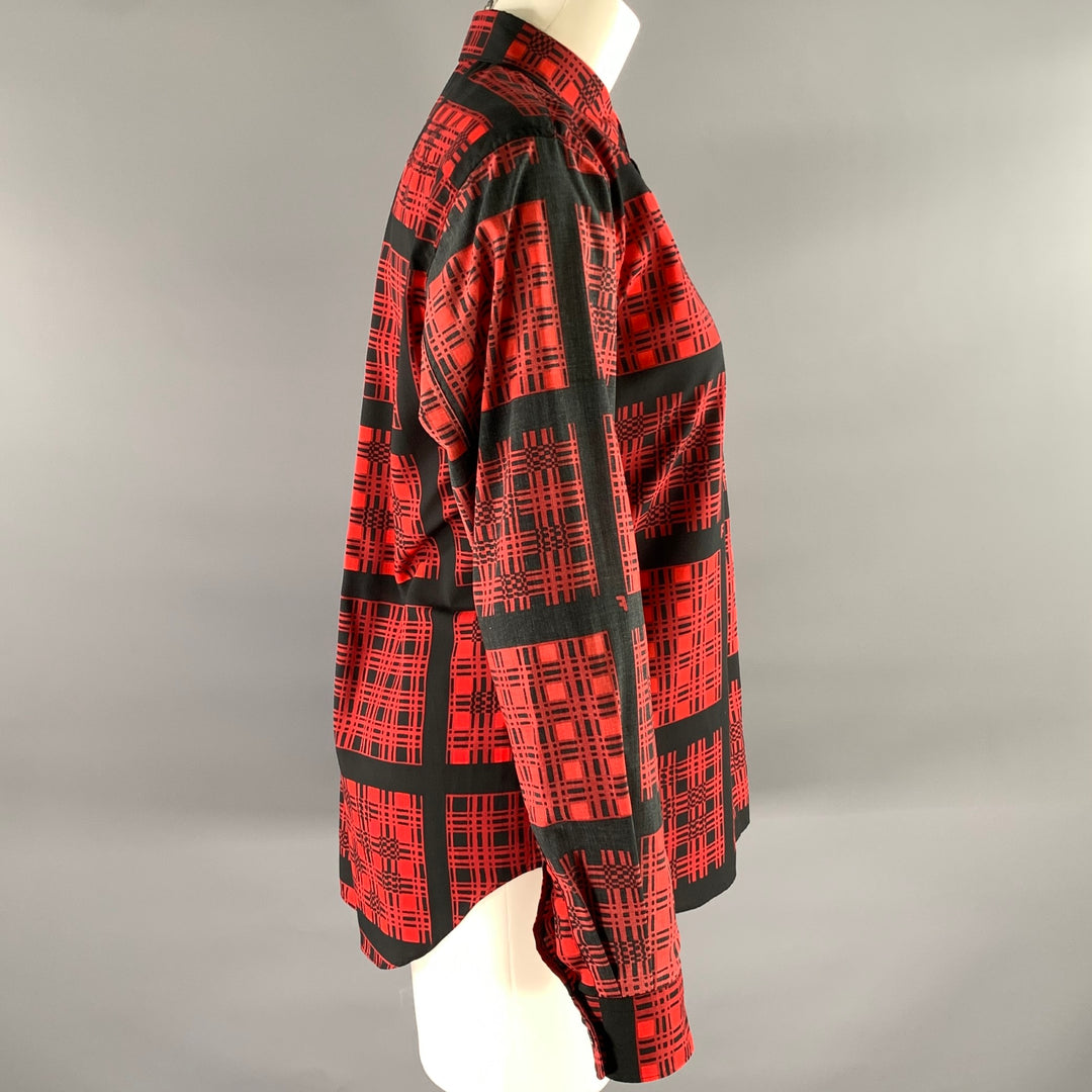 COMME des GARCONS Size S Red Black Polyester Plaid Blouse