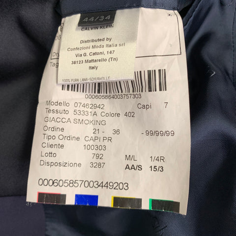 CALVIN KLEIN COLLECTION Size 34 Navy Black Wool Shawl Lapel Tuxedo