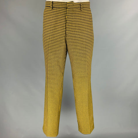 AWAKE Taille XL Jaune Noir Pied-de-Poule Laine Double Boutonnage Peak Revers Costume