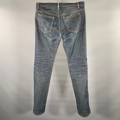 A.P.C. Size 32 Indigo Contrast Stitch Selvedge Denim Straight Jeans