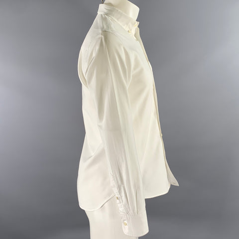 OFFICINE GENERALE Size S White Cotton Oxford Long Sleeve Shirt