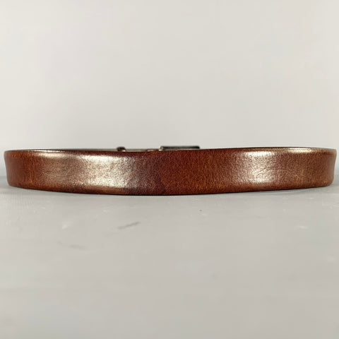 JIL SANDER Size 37 Brown Leather Wooden Buckle Belt