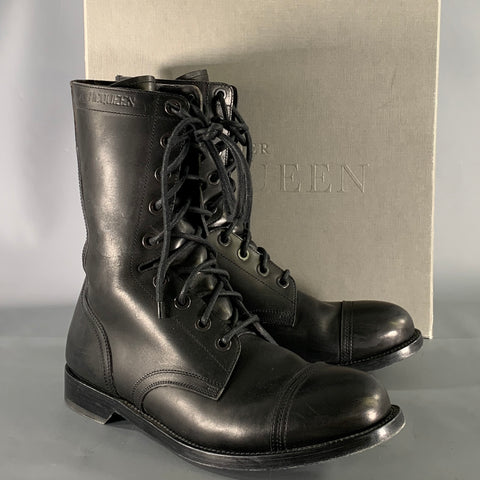 ALEXANDER MCQUEEN Size 9.5 Black Leather Lace Up Boots