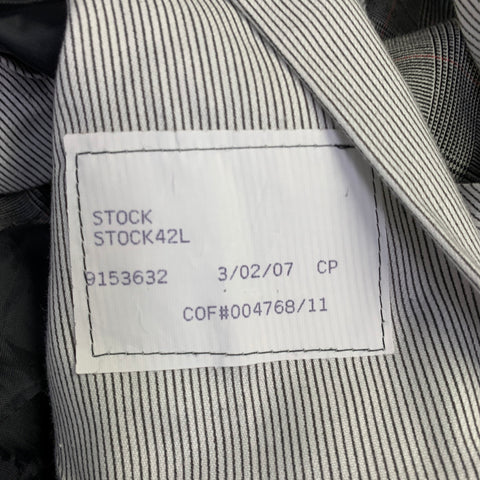 O'CONNELL'S Size 42 Long Black White Plaid Wool Notch Lapel Suit