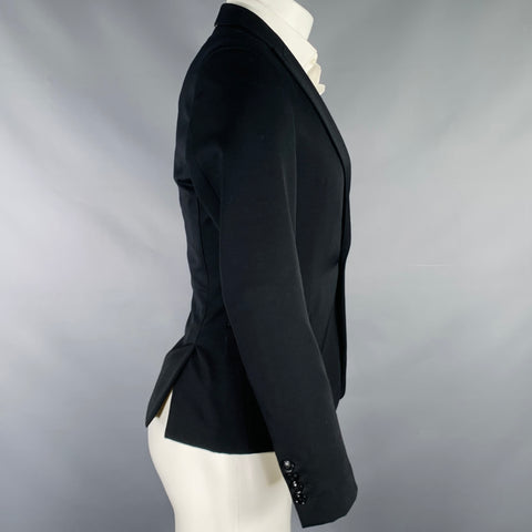 DRIES VAN NOTEN Size 38 Black Wool Peak Lapel Sport Coat