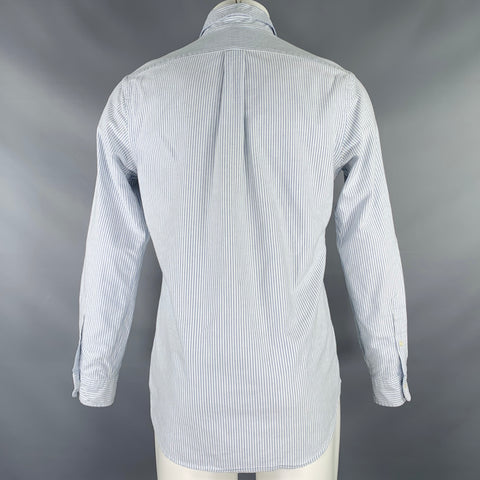 RALPH LAUREN Size S White Light Blue Stripe Cotton Button Down Long Sleeve Shirt