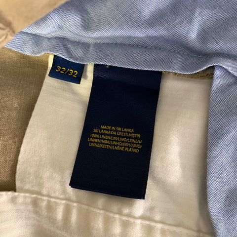 RALPH LAUREN Size 32 Brown Khaki Solid Linen Flat Front Dress Pants