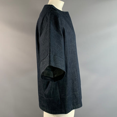 GREI Size L Navy Wash Cotton Oversized Short Sleeve Shirt