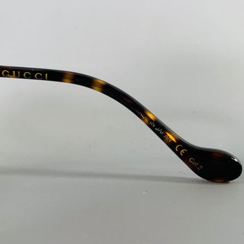 GUCCI Brown Black Tortoiseshell Acetate Metal Sunglasses