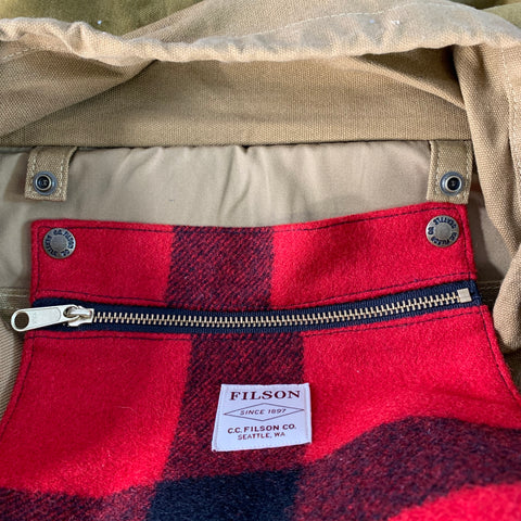 FILSON Tan Brown Cotton Canvas Twill Leather Trim Buckles Backpack