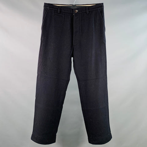 EAST HARBOUR SURPLUS Size 34 Navy Wool Blend Flat Front Straight Dress Pants