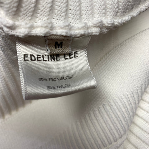 EDELINE LEE Size M White Viscose & Nylon Ribbed Tank Casual Top