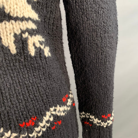 Polo Ralph Lauren Pull nordique en laine et alpaga noir, rouge et blanc – Taille M