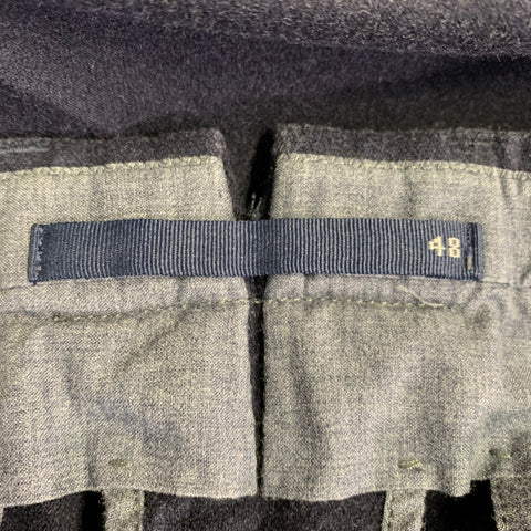 INCOTEX Size 32 Navy Wool Pleated Tapered Dress Pants