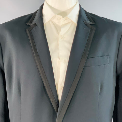 MR TURK Size 46 Navy Triacetate Contrast Trim Single Breasted Sport Coat