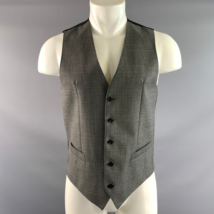 DOLCE & GABBANA Chest Size 38 Size 38 Black White Plaid Wool Vest