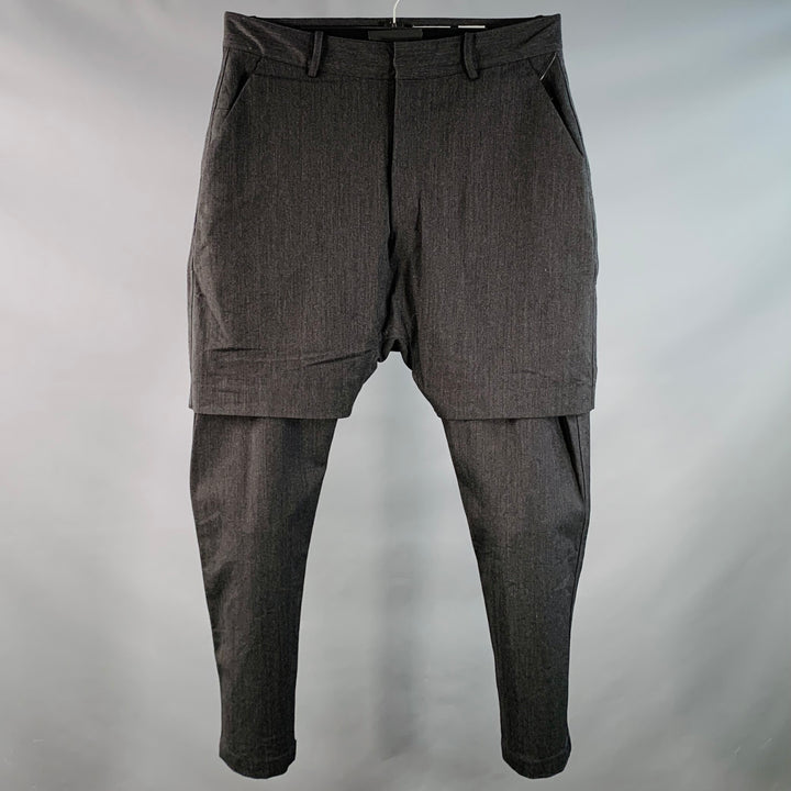 CH. Size 32 Charcoal Grey Wool Blend Twill Layered Button Fly Casual Pants