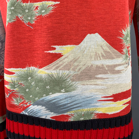 GUCCI Size XL Red Multi Color Print Modal Crew Neck Sweatshirt