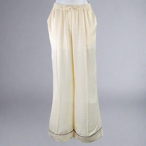 SLEEPER Size S Cream Rayon Blend Shiny Elastic Waistband Casual Pants