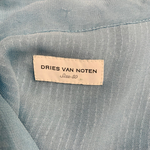 DRIES VAN NOTEN FW22 Size M Blue Light Blue Sequined Viscose Long Sleeve Shirt