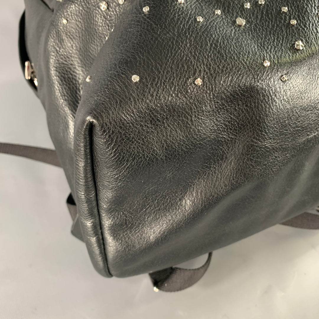 ALEXANDER MCQUEEN Black Silver Skull Leather Backpack Bags