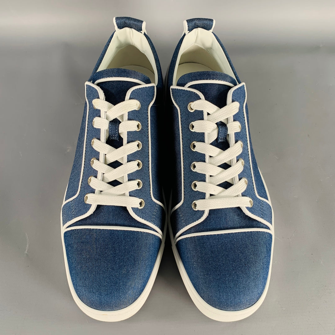 CHRISTIAN LOUBOUTIN Size 11 Blue White Denim Rubber Sole Sneakers