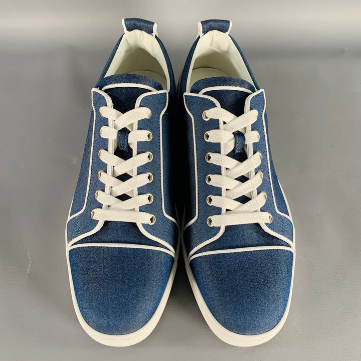 CHRISTIAN LOUBOUTIN Size 11 Blue White Denim Rubber Sole Sneakers
