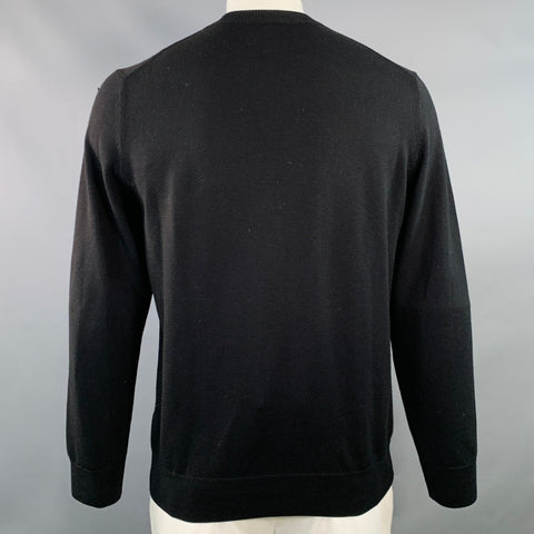 A.P.C. Size XL Black Jersey Wool Half Placket Henley Pullover
