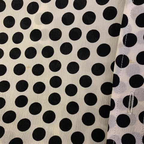 DOLCE & GABBANA Size S White Black Silk Spotted Pointed Collar Dress Top