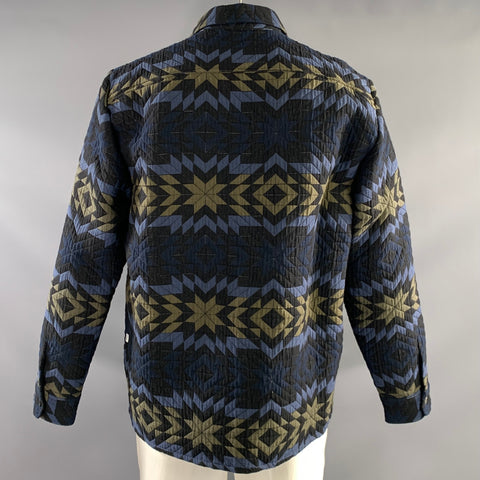 WAX SS2023 Size XL Black Blue Quilted Polyester Button Up Jacket