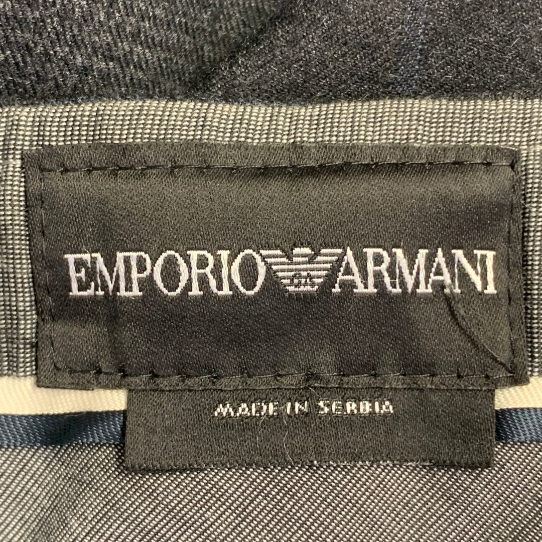 EMPORIO ARMANI Size 42 Grey Navy Plaid Wool Pleated Dress Pants