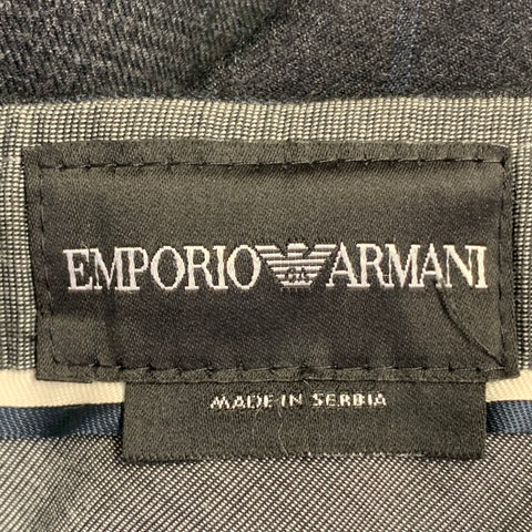 EMPORIO ARMANI Size 42 Grey Navy Plaid Wool Pleated Dress Pants