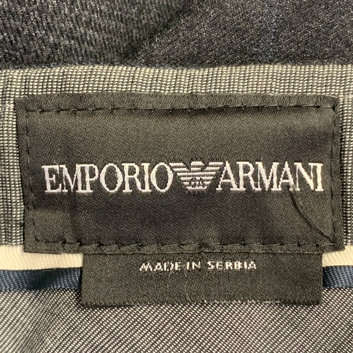EMPORIO ARMANI Size 42 Grey Navy Plaid Wool Pleated Dress Pants