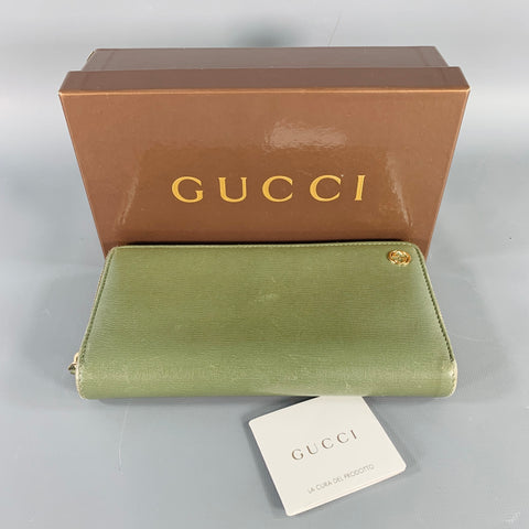GUCCI Green Leather Zip Wallet