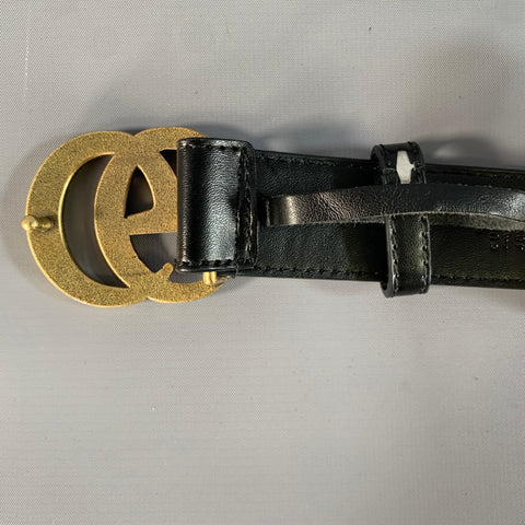 GUCCI Waist Size 34 Black Gold 409417 Leather Belt
