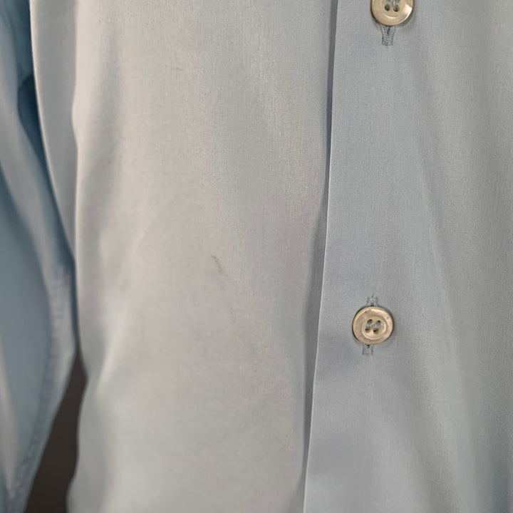 PRADA Size M Light Blue Cotton Blend Spread Collar Long Sleeve Shirt