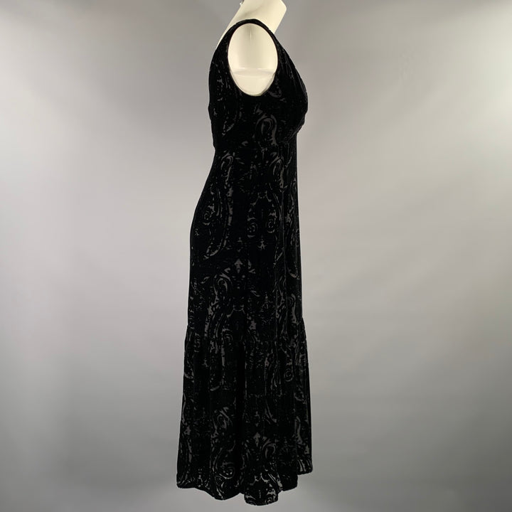 NANETTE LEPORE Size 2 Black Rayon  Silk Paisley Maxi Long Dress