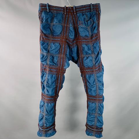 VIVIENNE WESTWOOD Vintage Size 32 Alien Blue Brown Plaid Cotton Wool Casual Pants