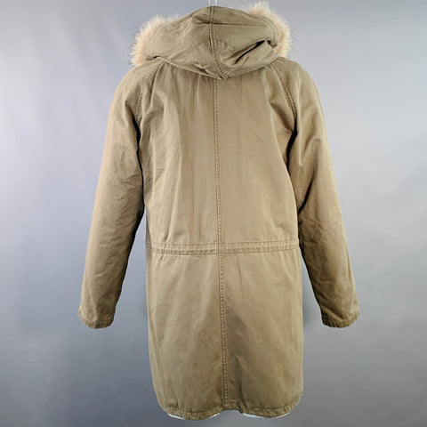 YVES SALOMON Size 36 Green Olive Acrylic Blend Fur Hooded Coat