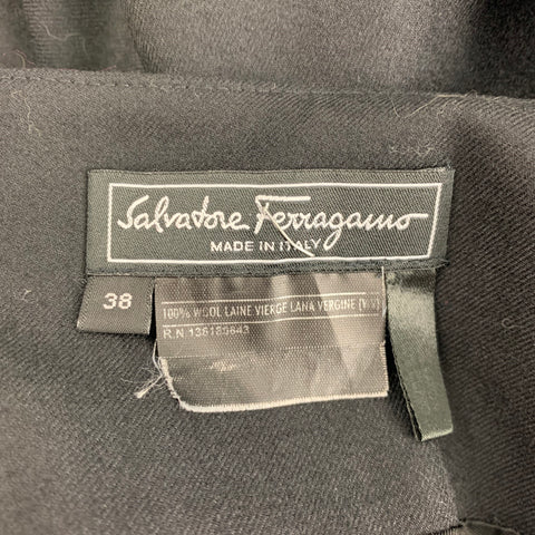 SALVATORE FERRAGAMO Size 2 Black Wool Pleated Skirt