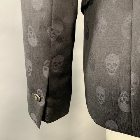 THE KOOPLES Size 40 Black Skull Wool Notch Lapel Sport Coat