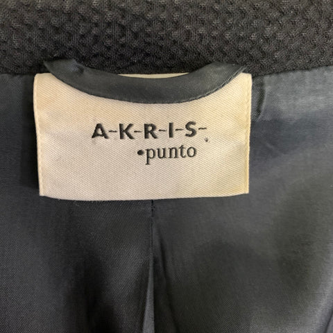 AKRIS Size 12 Black Wool  Elastane Single Button Jacket